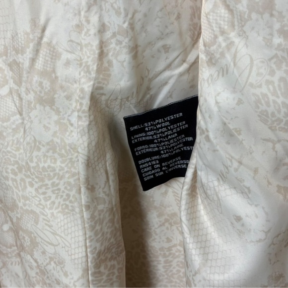 Guess Cream Wool Blend Coat Women’s Large | Zip Front Flared Jacket - Picture 6 of 7